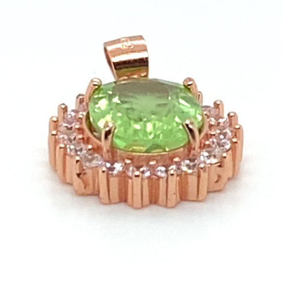 Peridot 3.50ct Rose Gold Finish Solid 925 Sterling Silver Pendant - Picture 4 of 6